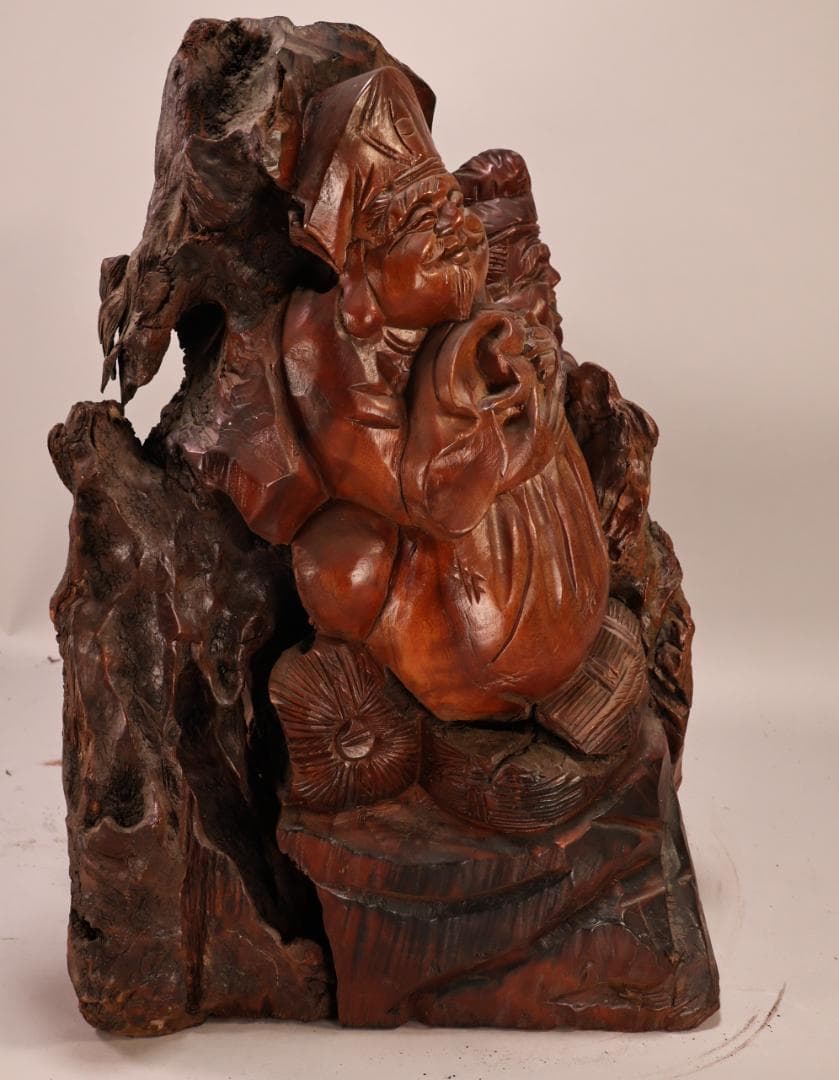 BK238　木彫　恵比寿像　大黒像　東洋彫刻　仏教美術　置物　床飾り　オブジェ