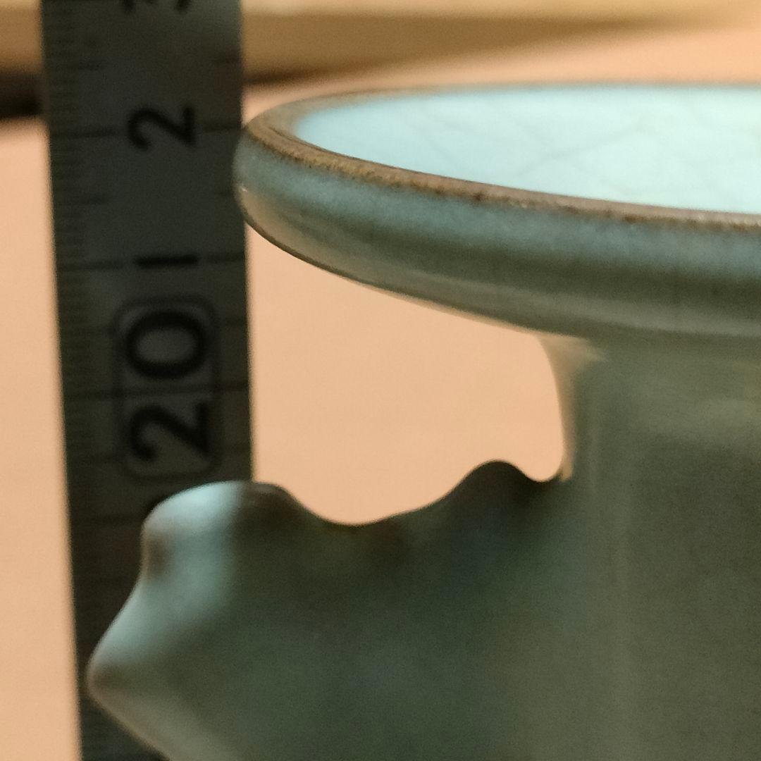 Q*t様 中国美術　月白釉　時代物　アンティーク　双耳花入　花瓶　仿汝窯　清朝