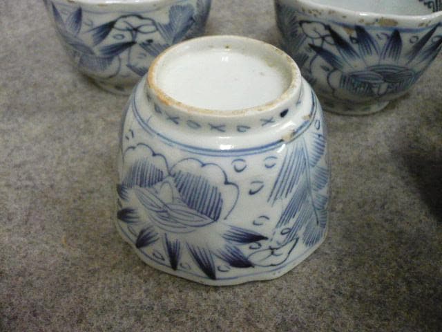 伊万里焼染付花柄蕎麦猪口5個 [B31671]