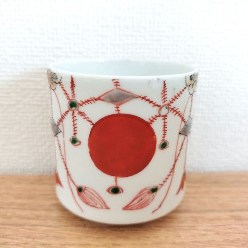 お値下げしました、2個組　古伊万里　赤玉　瓔珞文　覗