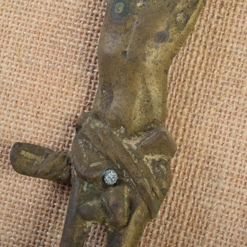 キリスト教　銅製　キリスト磔刑像　額装　C　9172