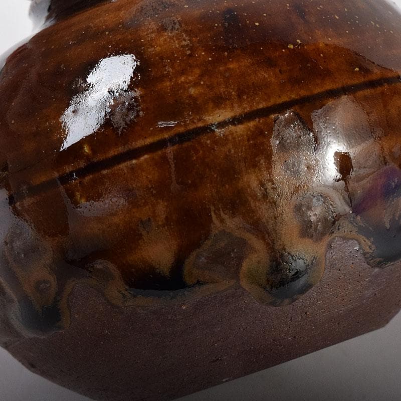 茶道具　石田陶春作　丹波茶入　西陣織宝間道仕覆付　共箱　V　7862