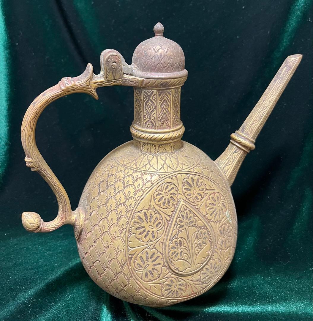 希少外国製古代19世紀ブロンズティーポット骨董現状品のみ25cmx26x11cm