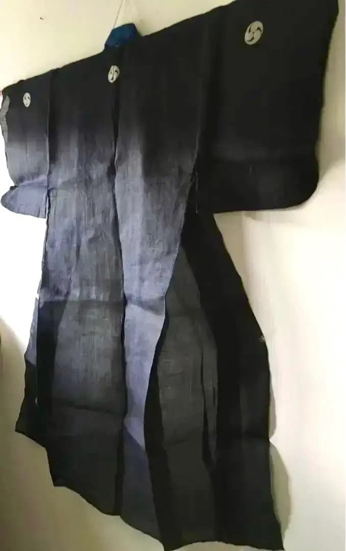Antique Kimono 藍麻上布 武士Busi Samurai 江戸期前後