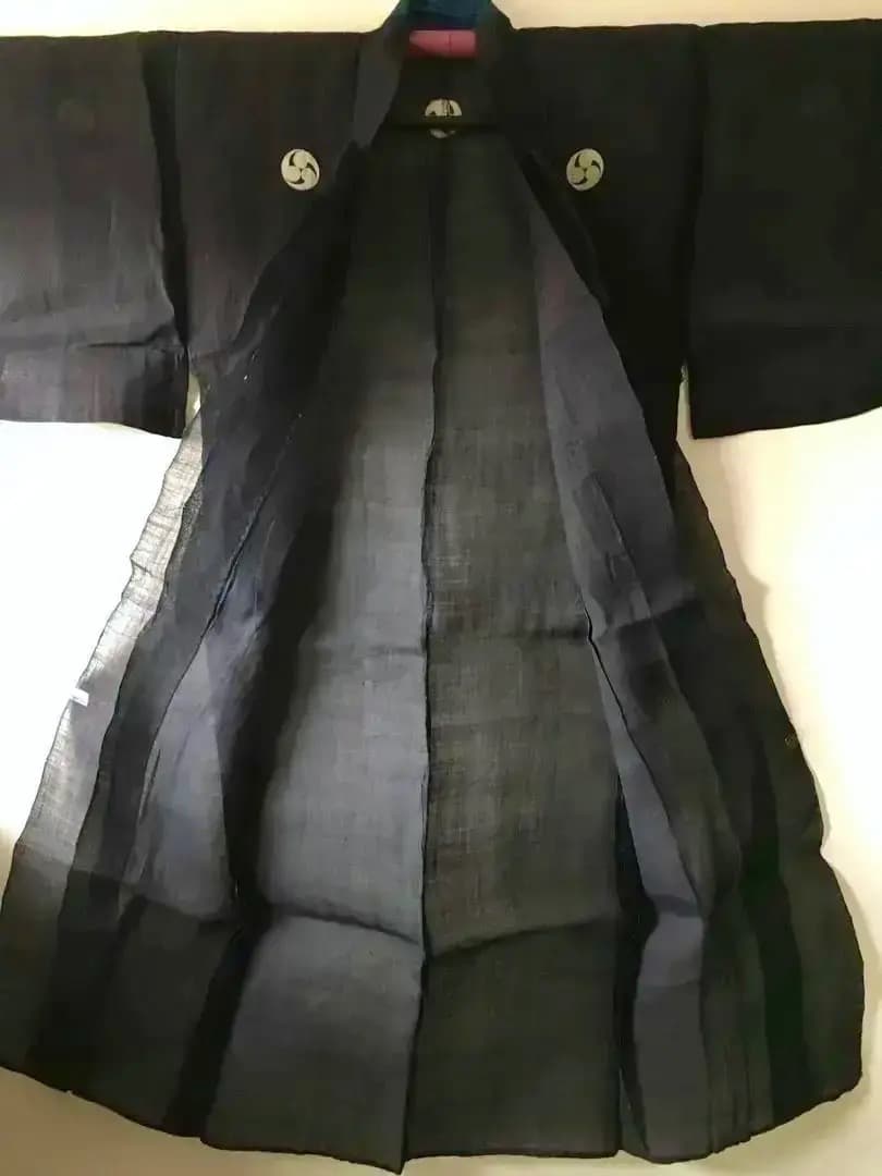 Antique Kimono 藍麻上布 武士Busi Samurai 江戸期前後
