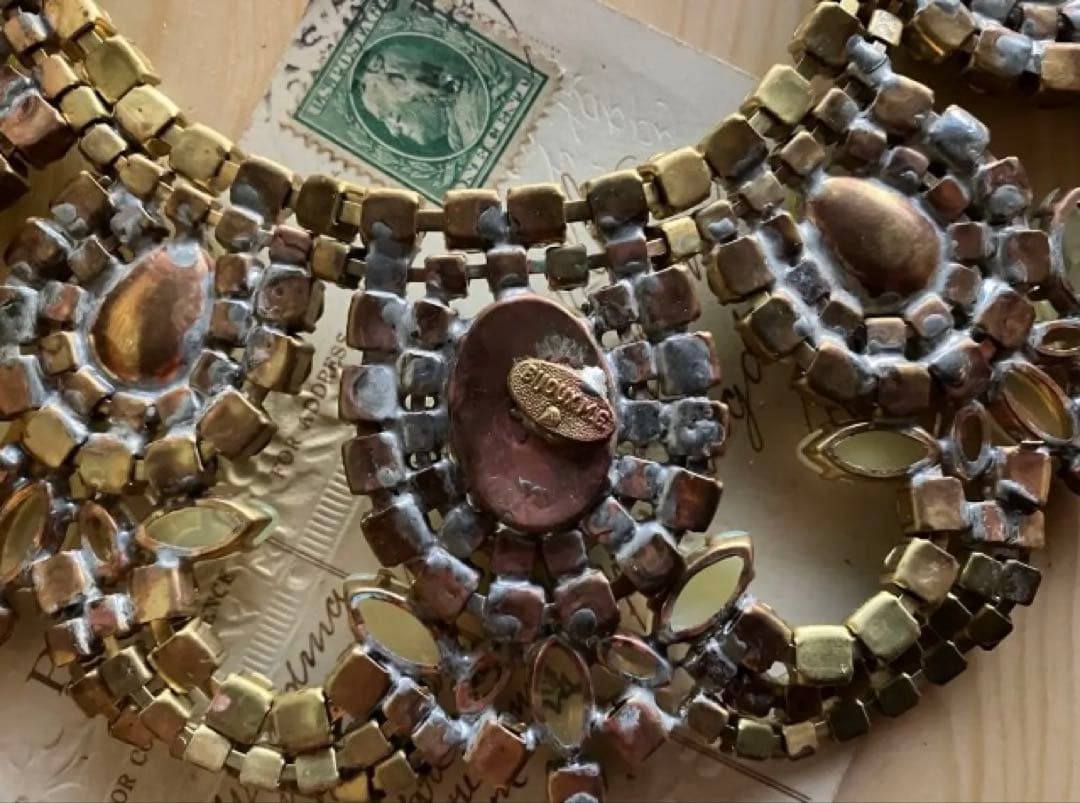 希少◆チェコ　ウランガラスヴィンテージネックレス◆Bijoux.M.G◆ワセリン