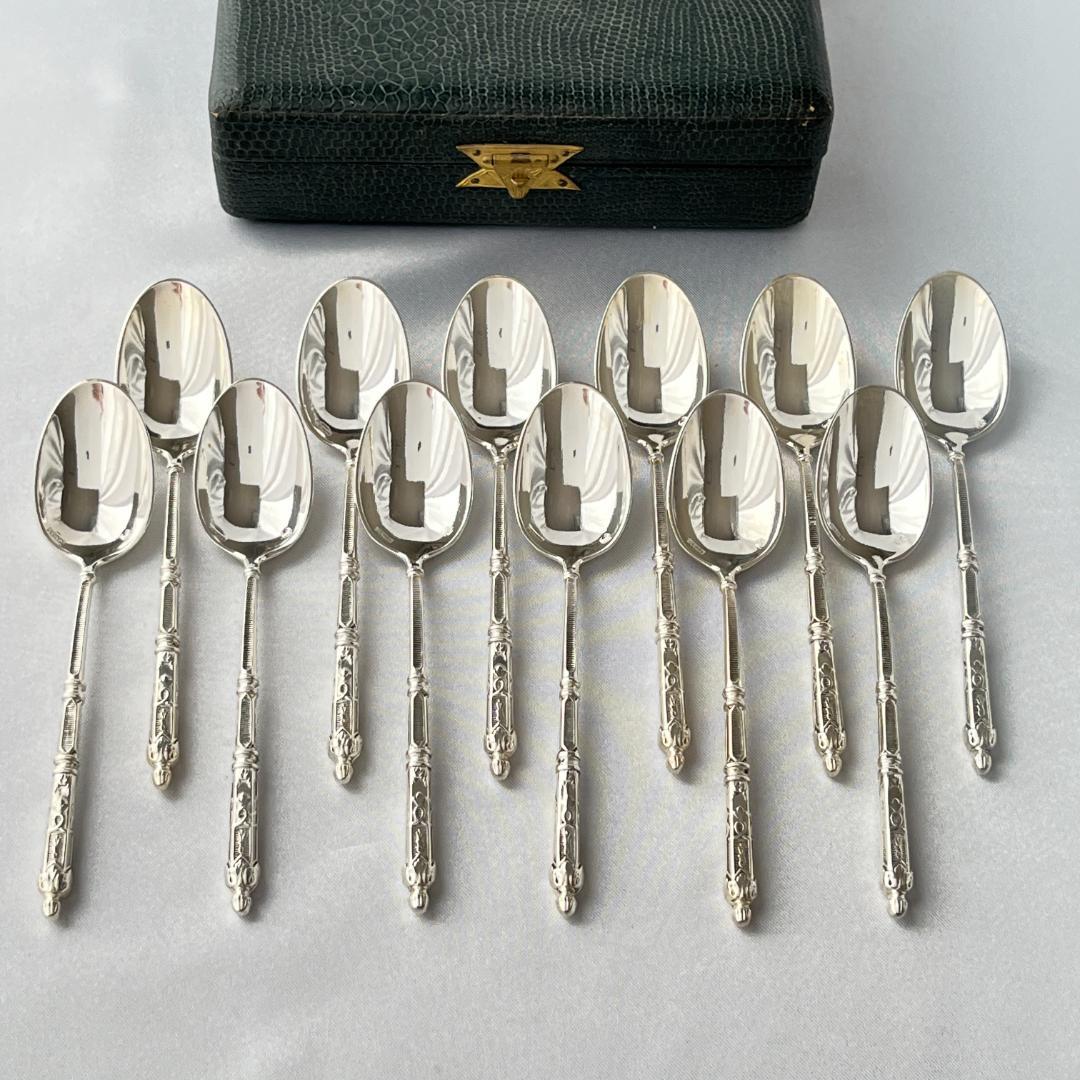 【SFAM】 ロシア様式のデミタススプーン 12本組 仏蘭西 10cm ケース