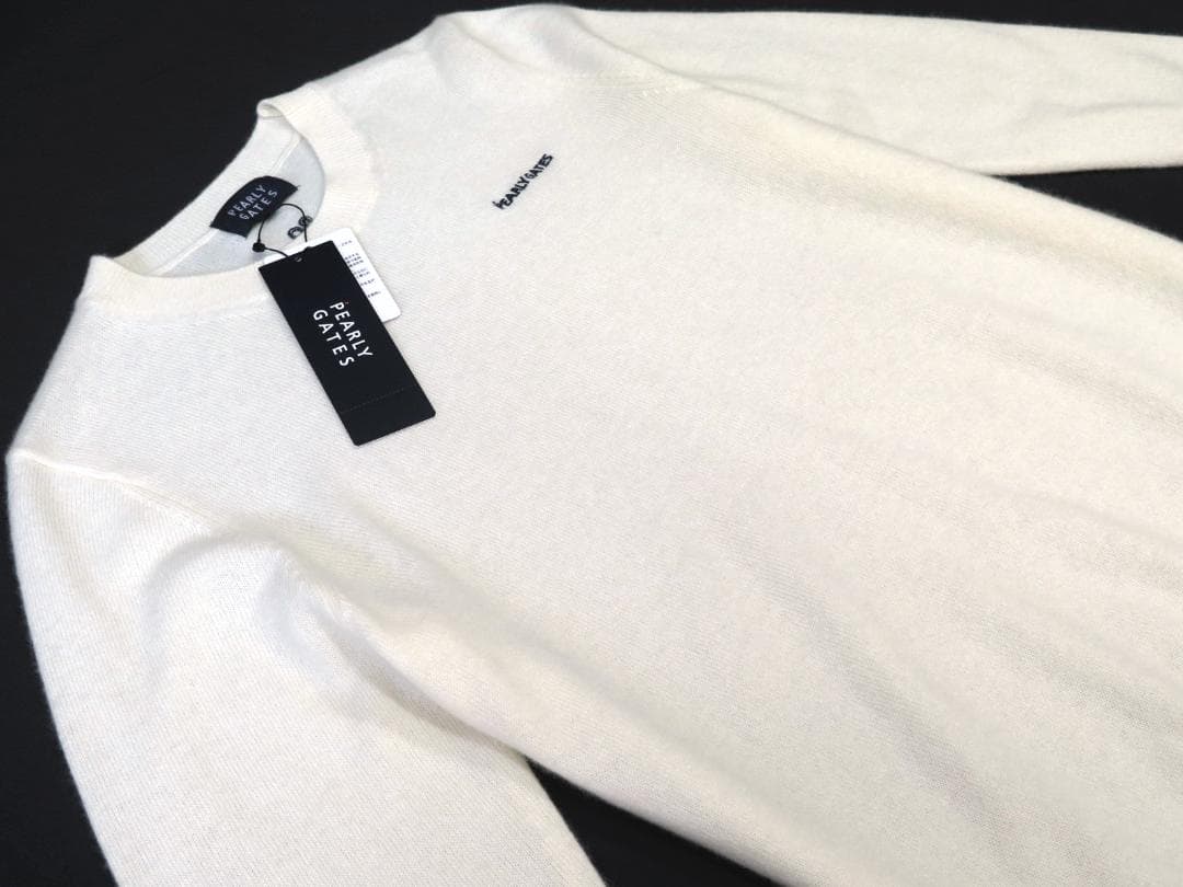 訳あり●パーリーゲイツ●フライングラビット　ピュアカシミヤクルーネックセータ　L