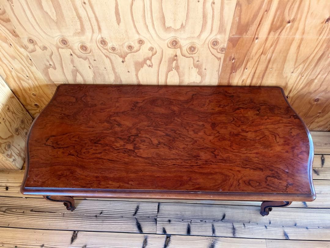 古いローテーブル木製座卓 籐収納棚付きアンティークヴィンテージレトロ