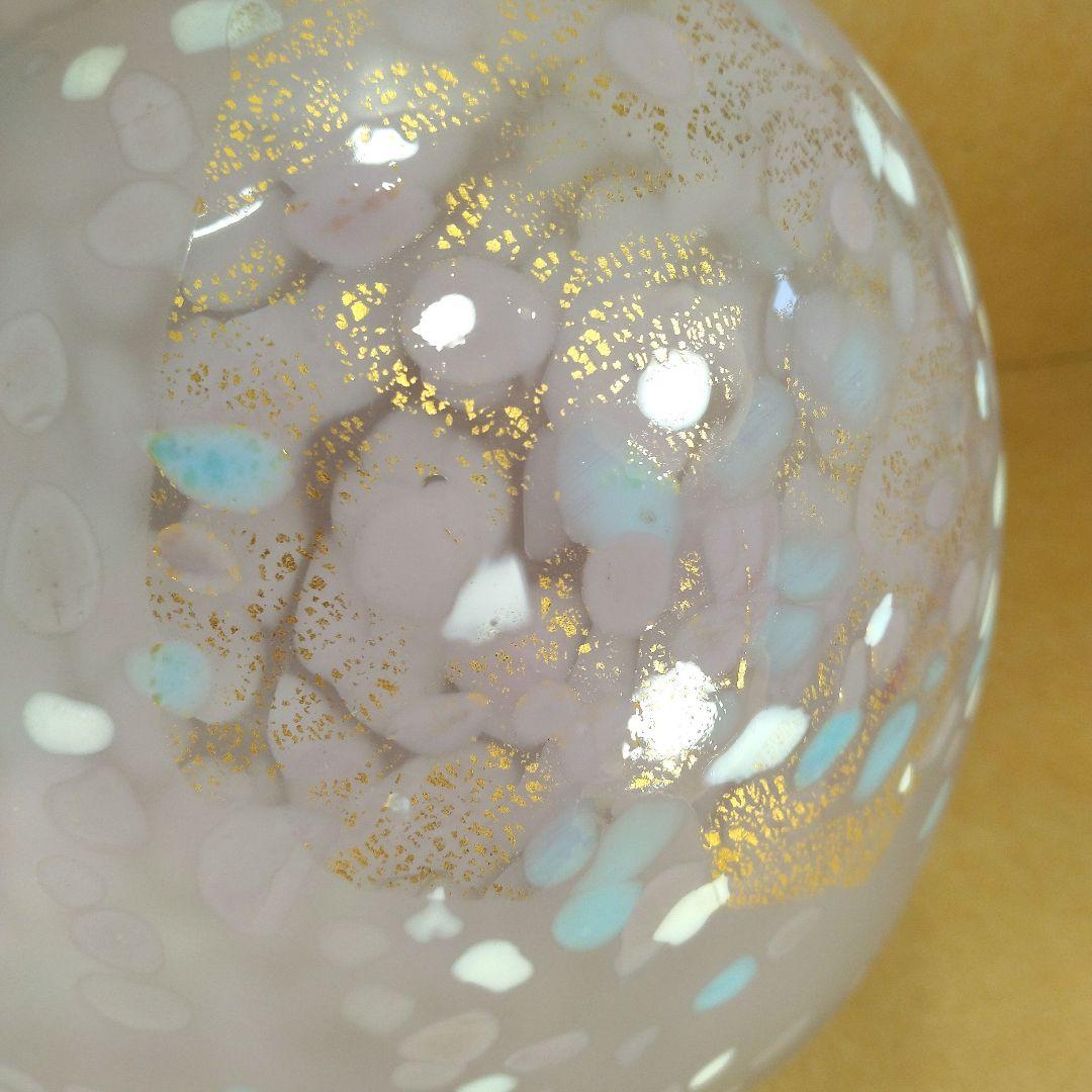 【本物保証】藤田喬平 手吹 金彩 花瓶(薄紫,水色,白,金彩) 共箱 栞 極美品