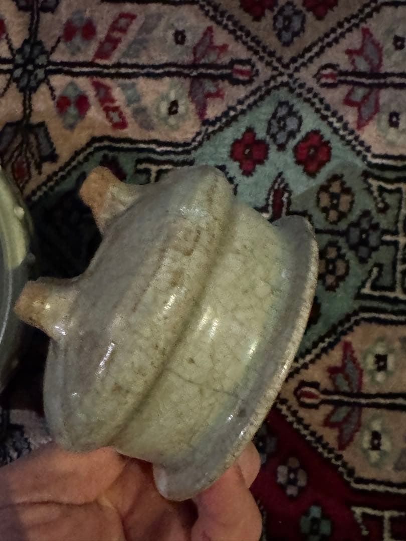 ‼️リサイクルFORT‼️中国の青磁香炉‼️緑石木蓋付