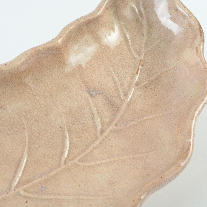 萩焼　十一代　坂高麗左衛門（韓峯）作　葉形　銘々皿　五客　時代箱　V　9500