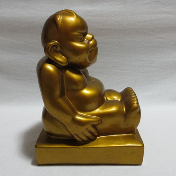 ビリケンさん置物ブロンズ樹脂製金色ゴールド縁起物幸福神様昭和レトロアンティーク