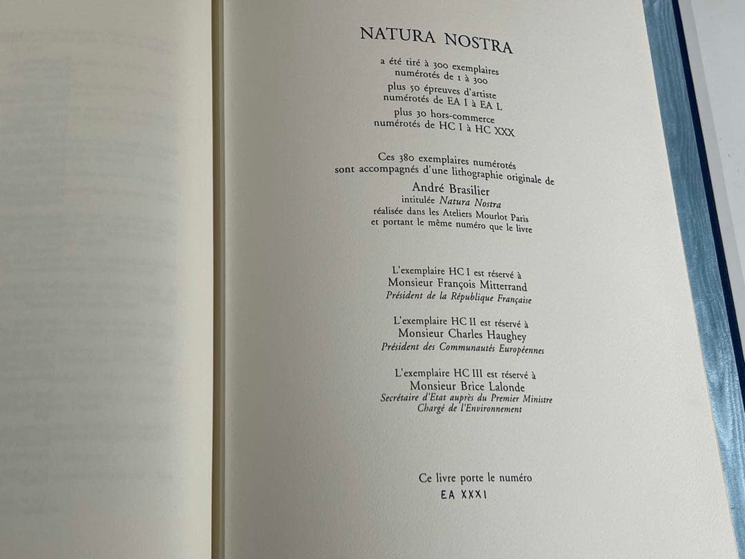 洋書 NATURA NOSTRA 限380 ブラジリエ画 革装幀 三方金