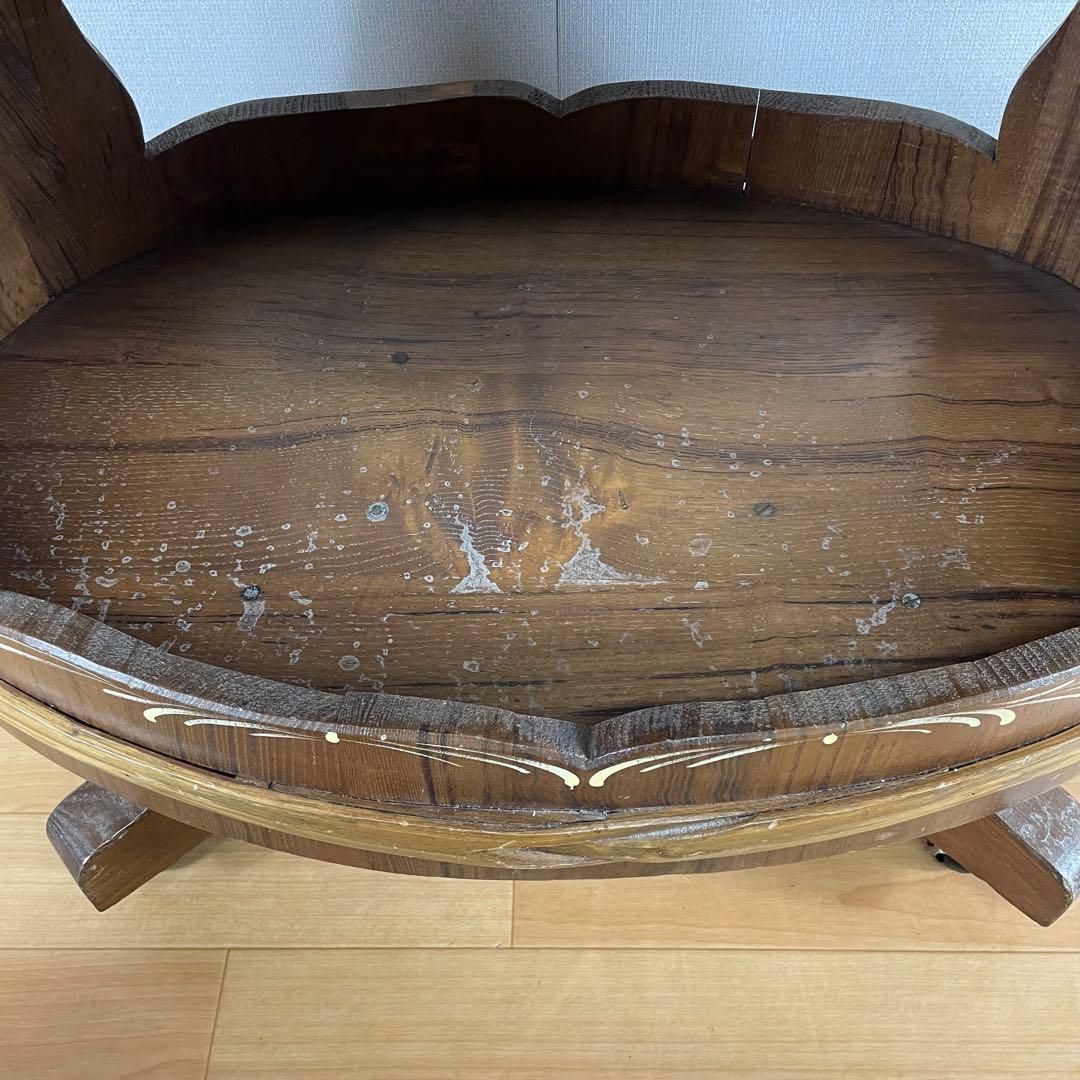 【良品】イタリア製 木製 サイドテーブル ワゴン キャスター付き ハンドペイント