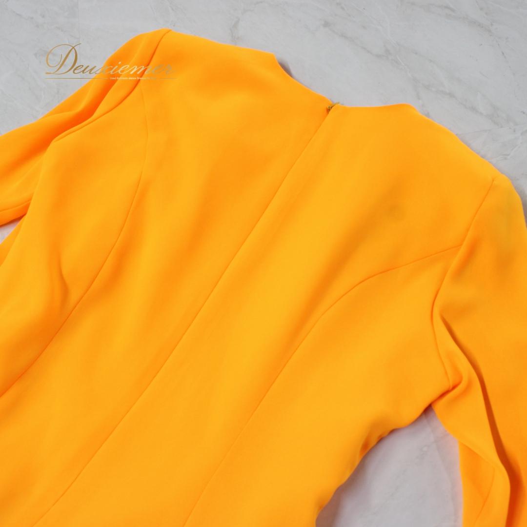 【日本製社交ダンス衣装】ワンピース ドレス オレンジ ラインストーン Mサイズ