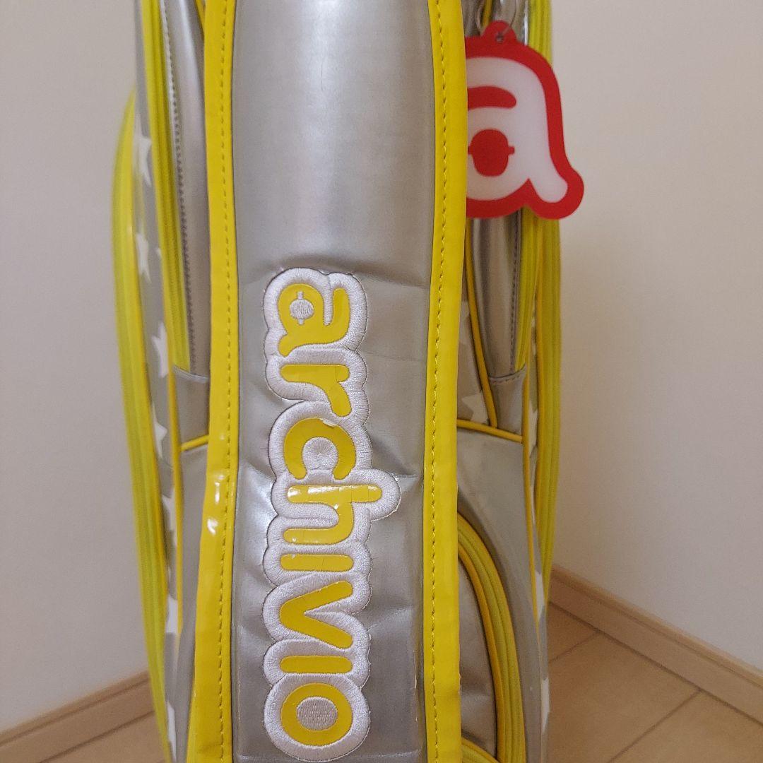 ARCHIVIO アルチビオ キャディバック シルバー/イエロー★ヘッドカバー付