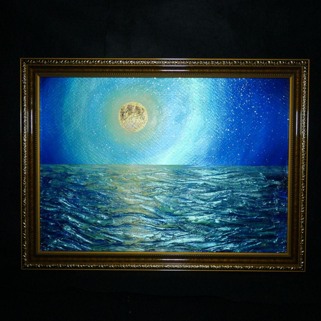 油絵 油彩 油彩画 絵 絵画【月の海】