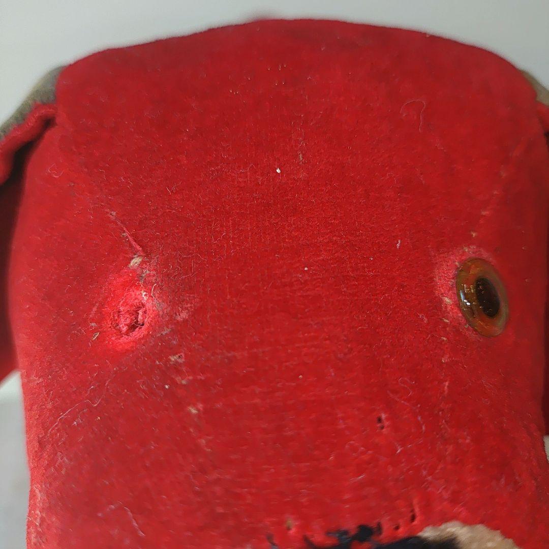 アンティーク人形　赤い犬の引きぐるま玩具