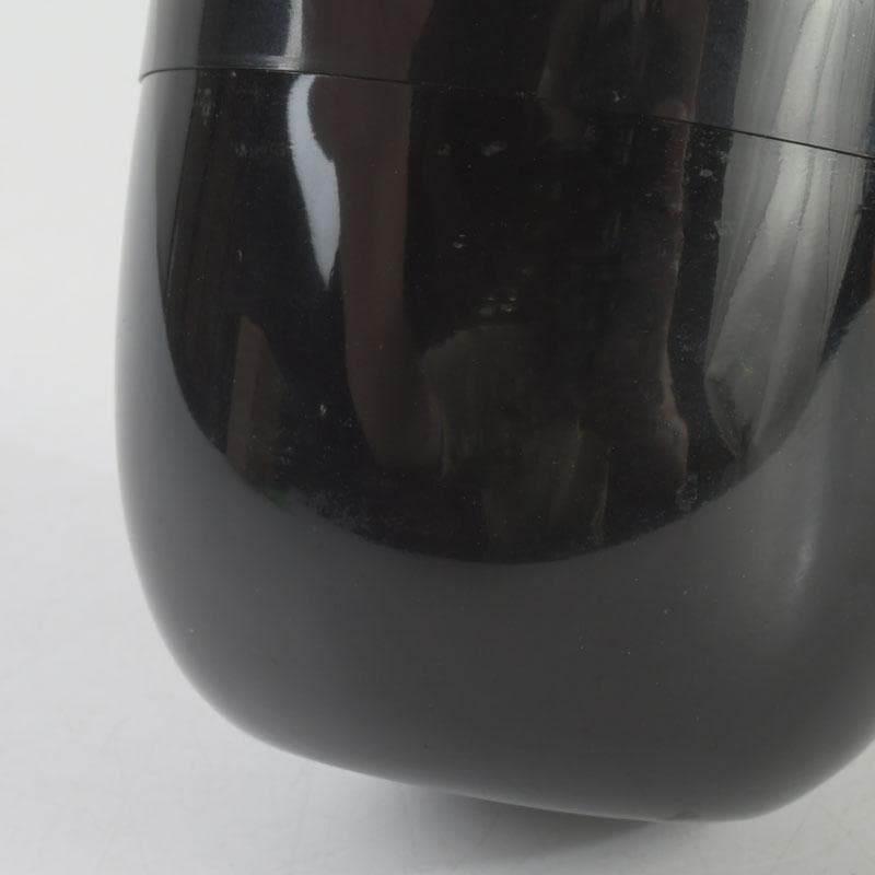 茶道具　輪島塗　岡本陽斎作　切合口　黒中棗　共箱　V　9463