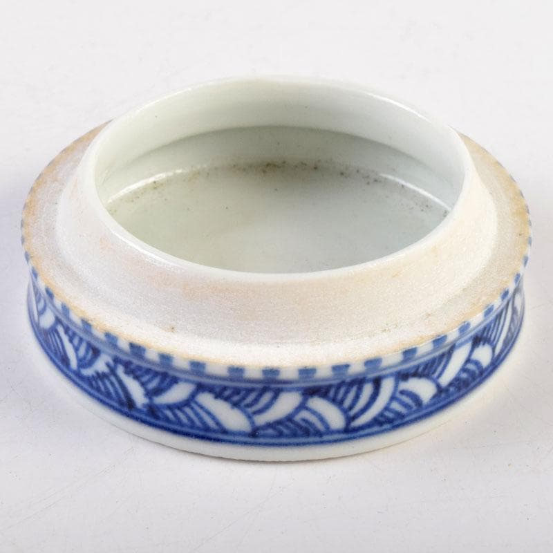 九谷焼　九谷清々軒　矢口永寿造　染付　花文　鐘香合　共箱　V　R9194