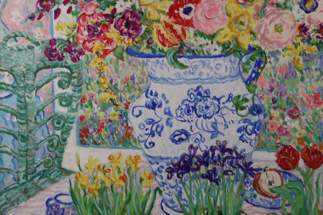 真作保証 レスリー・セイヤー「ガーデン」キャンバス油彩 20号 ジクレー 手彩色