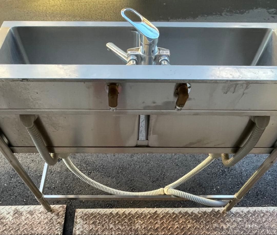 業務用 2槽シンク 混合水栓付き 幅1200×奥600×高さ850+150 大阪