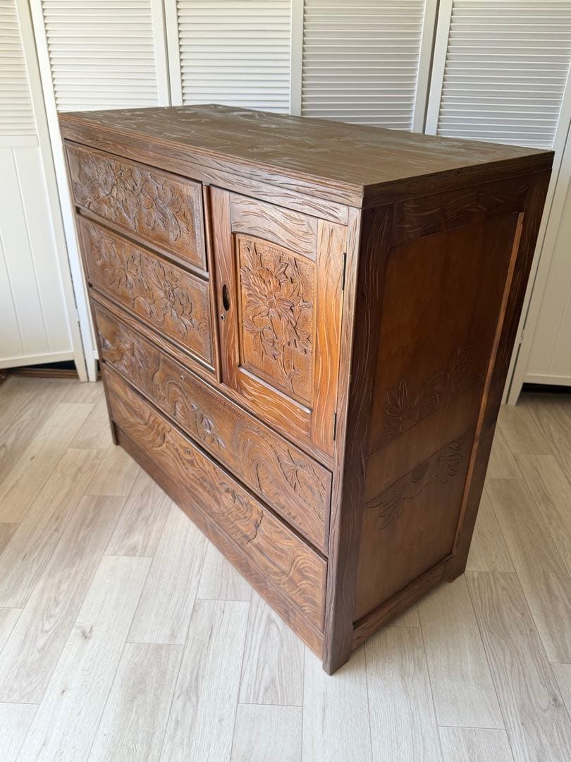伝統工芸品 軽井沢彫 サイドボード アンティーク リメイク