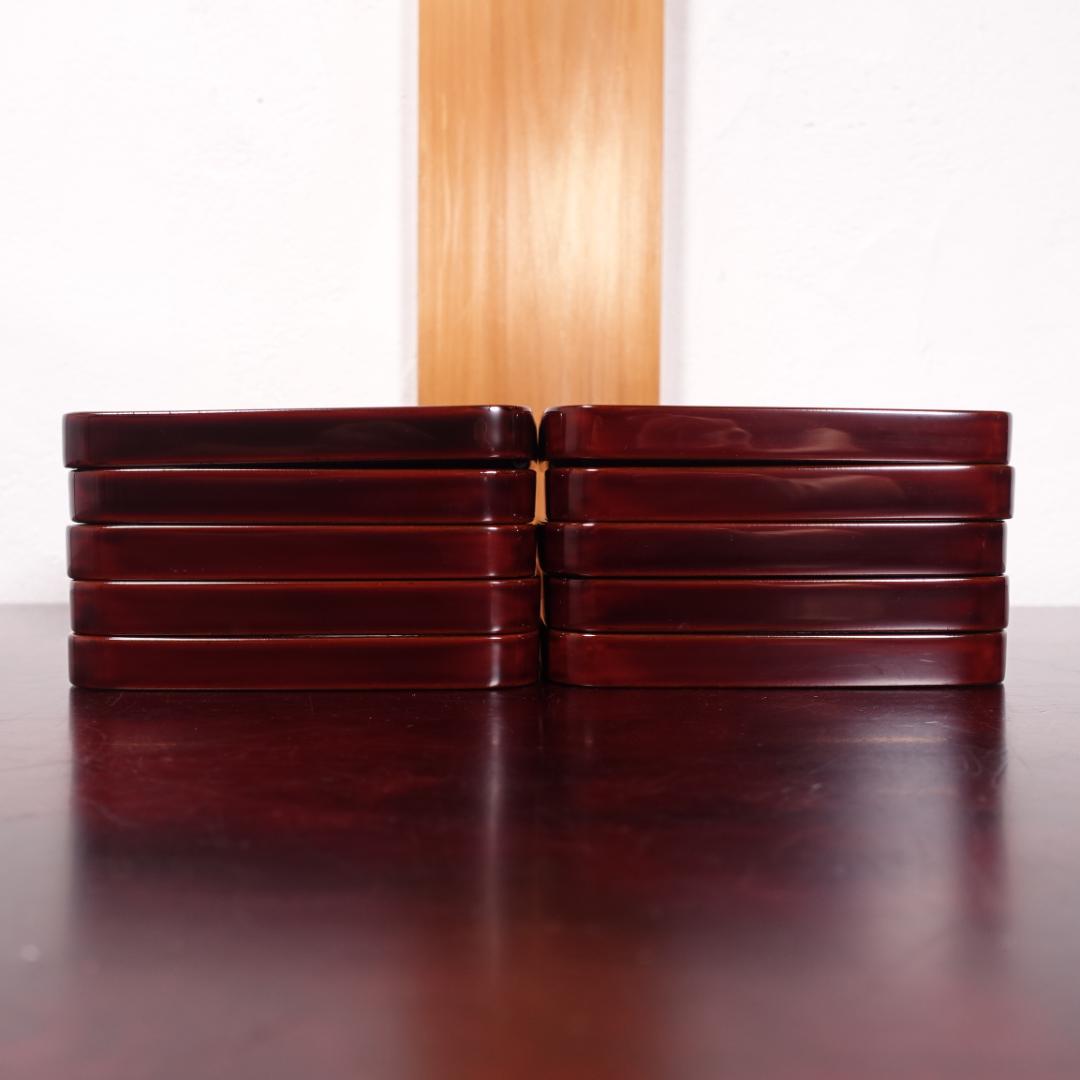 輪島塗 溜塗 高台寺蒔絵 角皿 10客 天然木製漆器