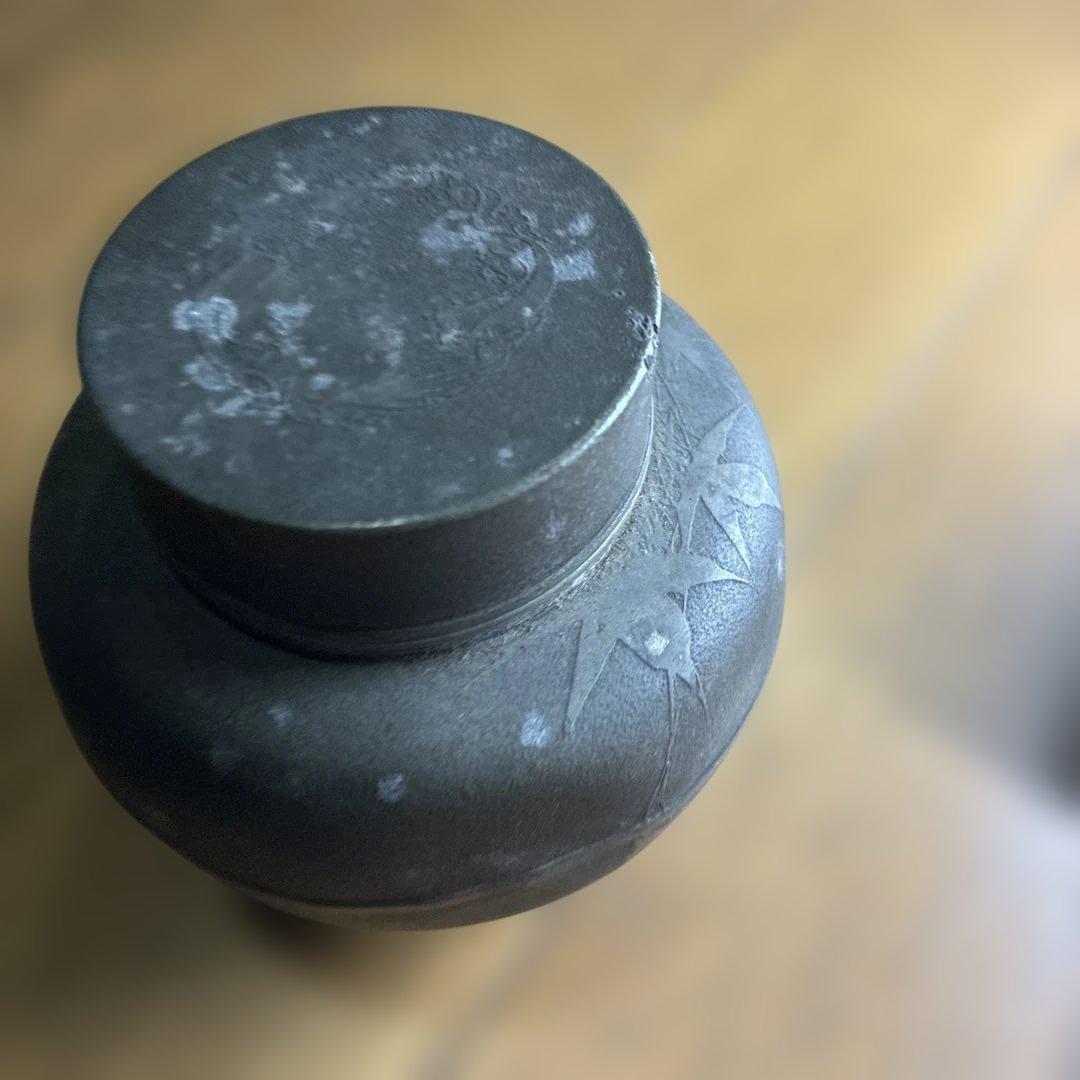 中国美術 煎茶 唐物 古錫 茶入 萬壽堂造　時代物 古美術