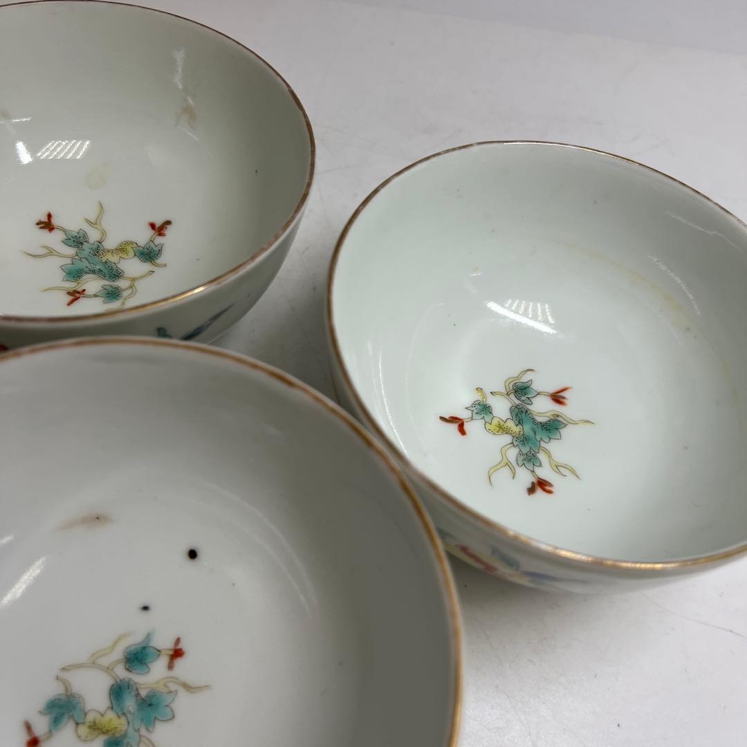 江戸後期　柿右衛門蓋茶碗　5客　幅約11㎝　 東R8-0214☆2F