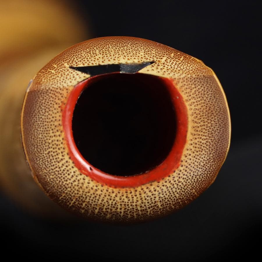 Y3273-1 琴古流 尺八 隆風銘 銀三線 螺鈿細工 全長40㎝ 竹製　EE