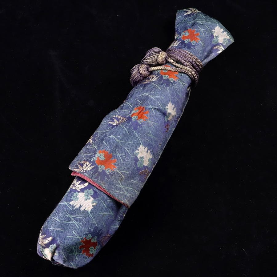 Y3273-1 琴古流 尺八 隆風銘 銀三線 螺鈿細工 全長40㎝ 竹製　EE