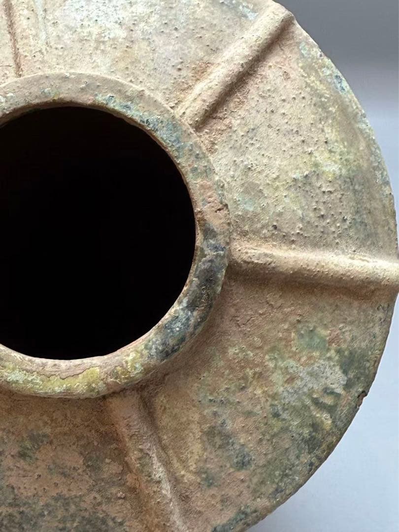 DT664 中国美術 漢緑釉 銀化 傘壷 古陶磁