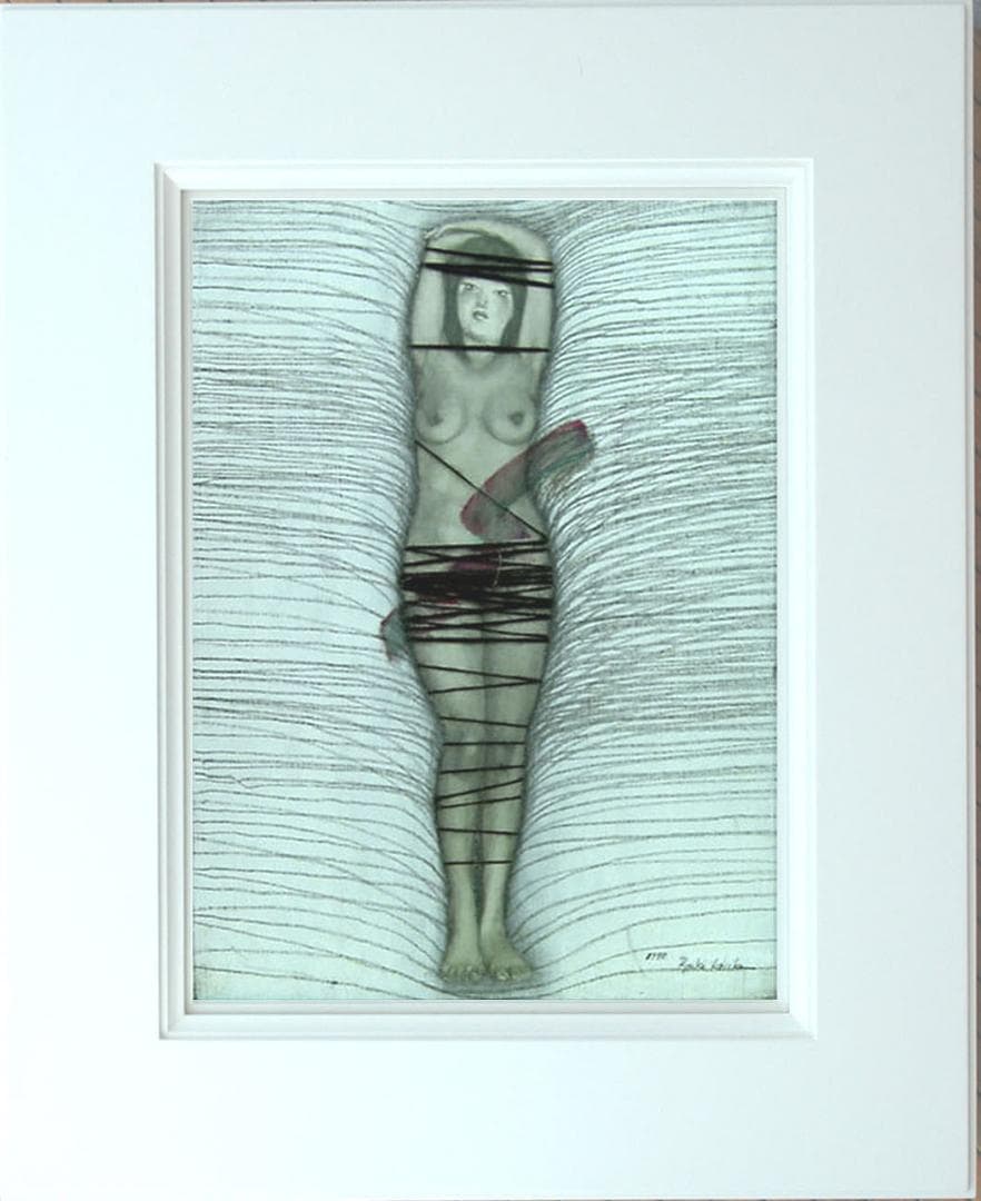 油絵 菅家令子 絵 絵画インテリア額付(青緑＋金色の枠) F6-202023女性