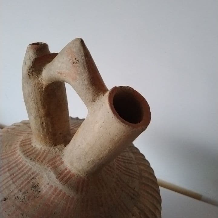 彩色陶器　テラコッタ 二口水差し　アンティーク