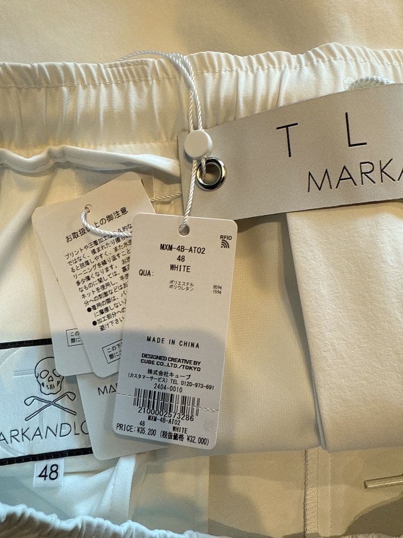 新品 ★ MARK&LONA ショーツ マーク＆ロナ ハーフパンツ 白