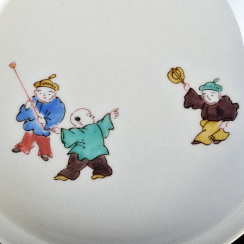 九谷焼　初代徳田八十吉造　古九谷写　絵変中皿　五客二組　共箱　F　R9208B