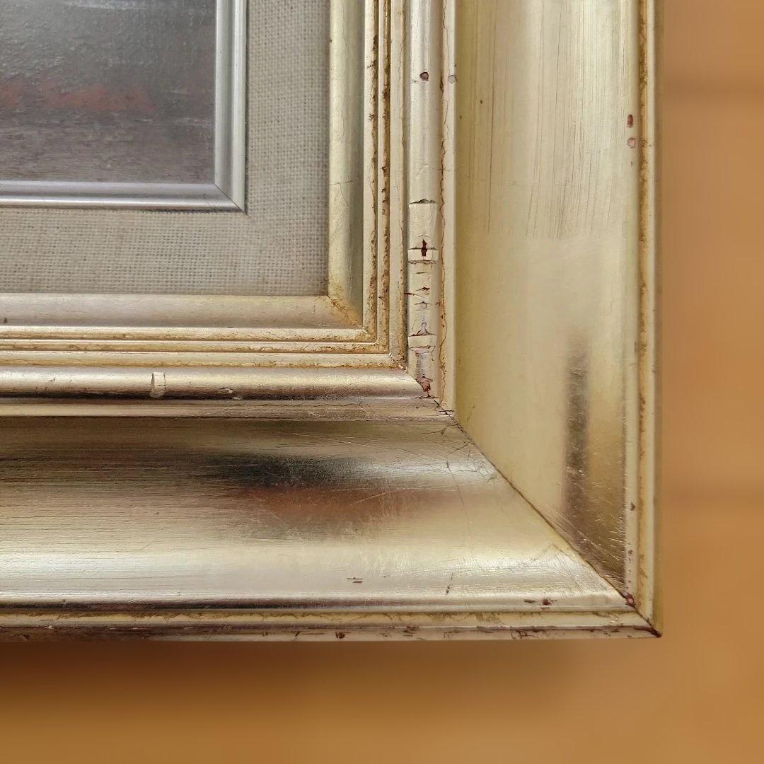 風景画 油彩画 木製フレーム付き　作者 m.satoh