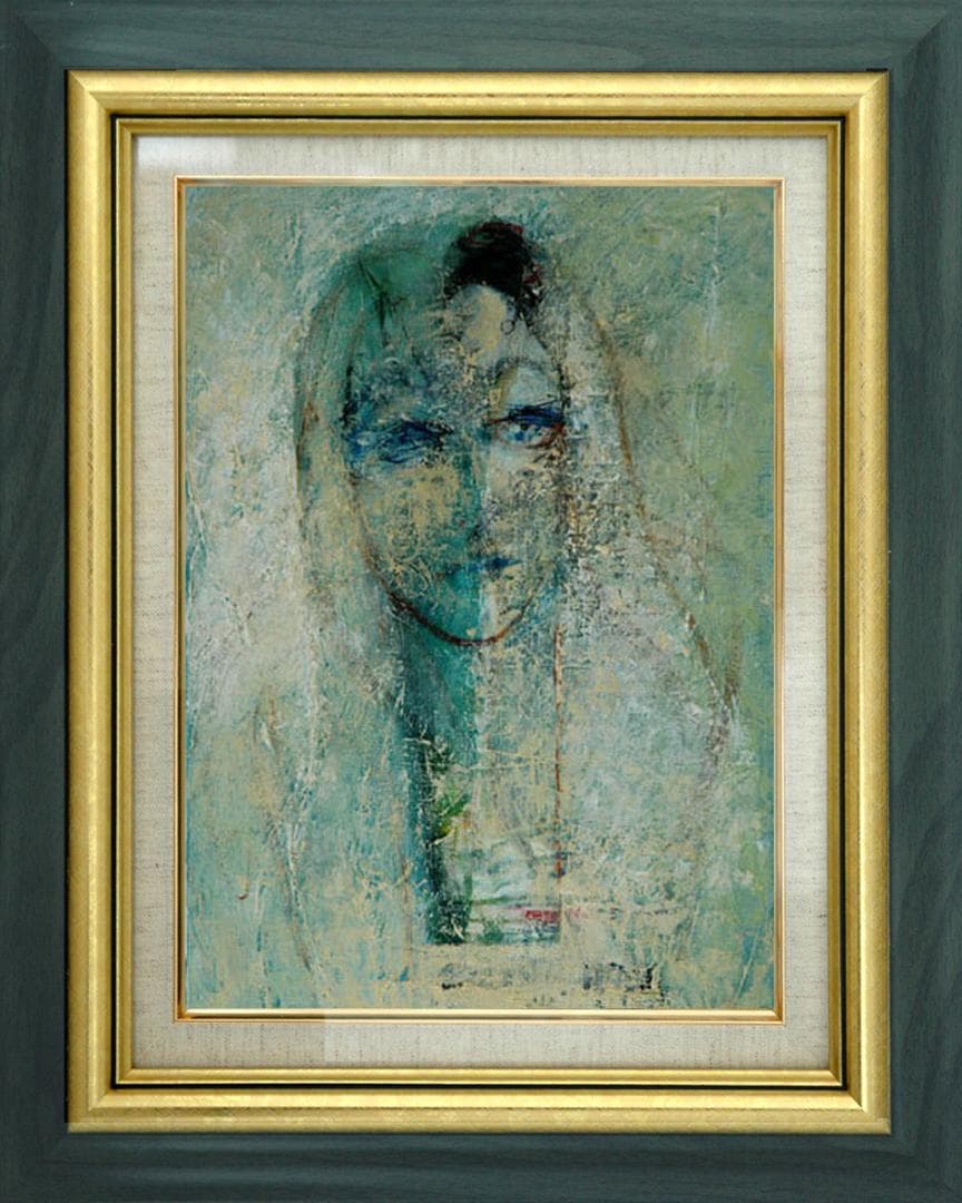 油絵 菅家令子 絵 絵画 インテリア 額付(銀) F4-070112 人物 女性