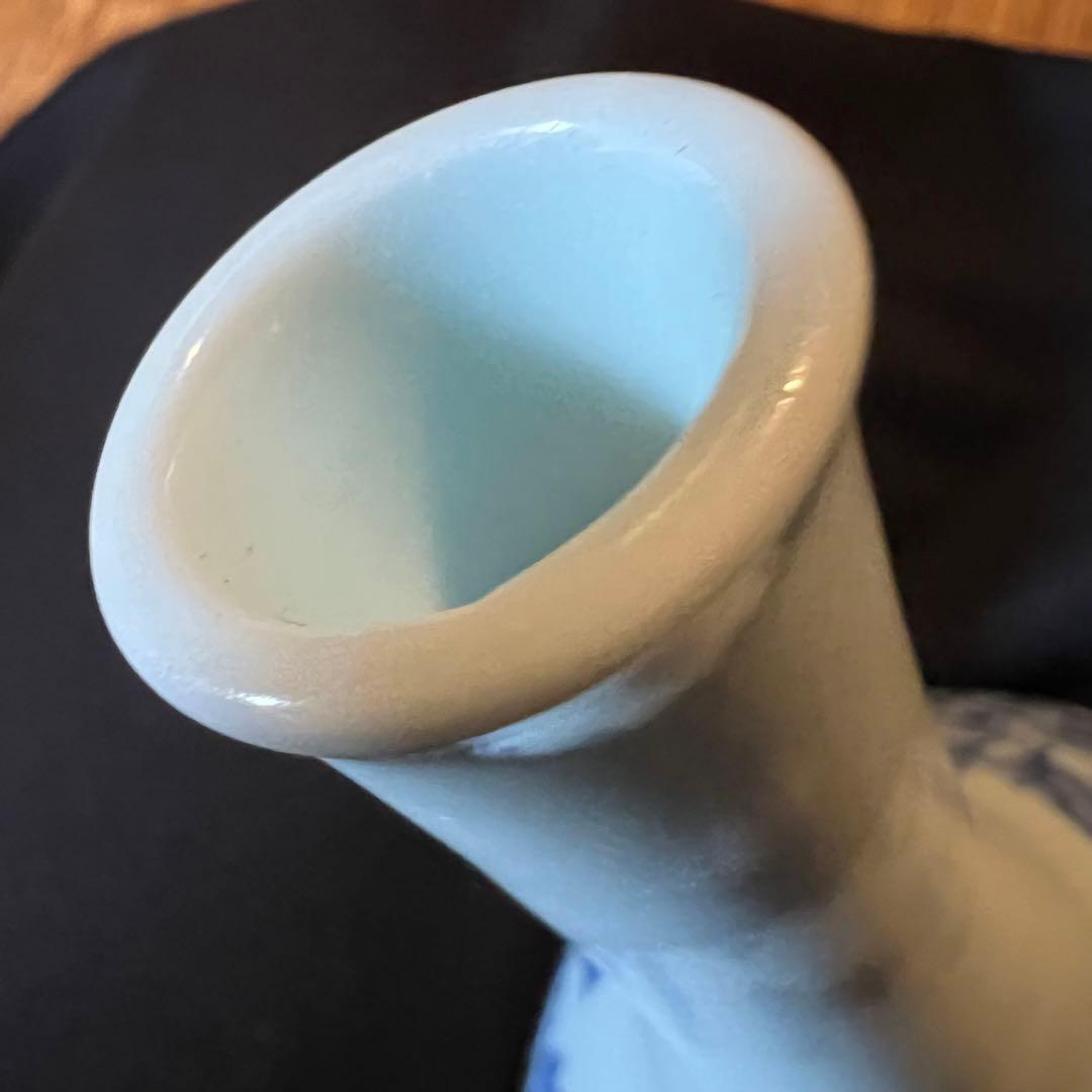 李朝 鶴首花入 分院 染付け 韓国 朝鮮 古美術 骨董 蝙蝠牡丹文 コウモリ