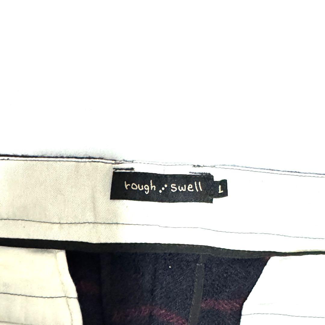 良好 ラフアンドスウェル ウールチェックパンツ ネイビー赤 防寒高級感漂う大人気