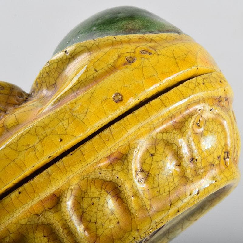 茶道具　永楽善五郎造　黄交趾　獅子形香合　共箱　M　R9339