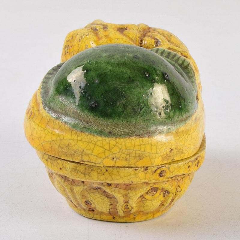 茶道具　永楽善五郎造　黄交趾　獅子形香合　共箱　M　R9339