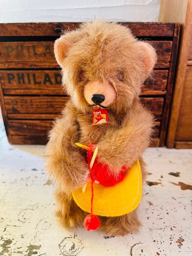 美品　ヴィンテージ　ゼンマイ　編み物ベア アンティークベア　ドイツ