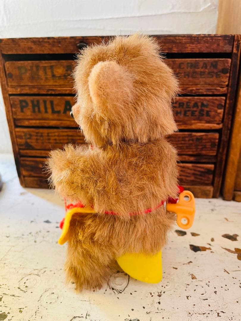 美品　ヴィンテージ　ゼンマイ　編み物ベア アンティークベア　ドイツ