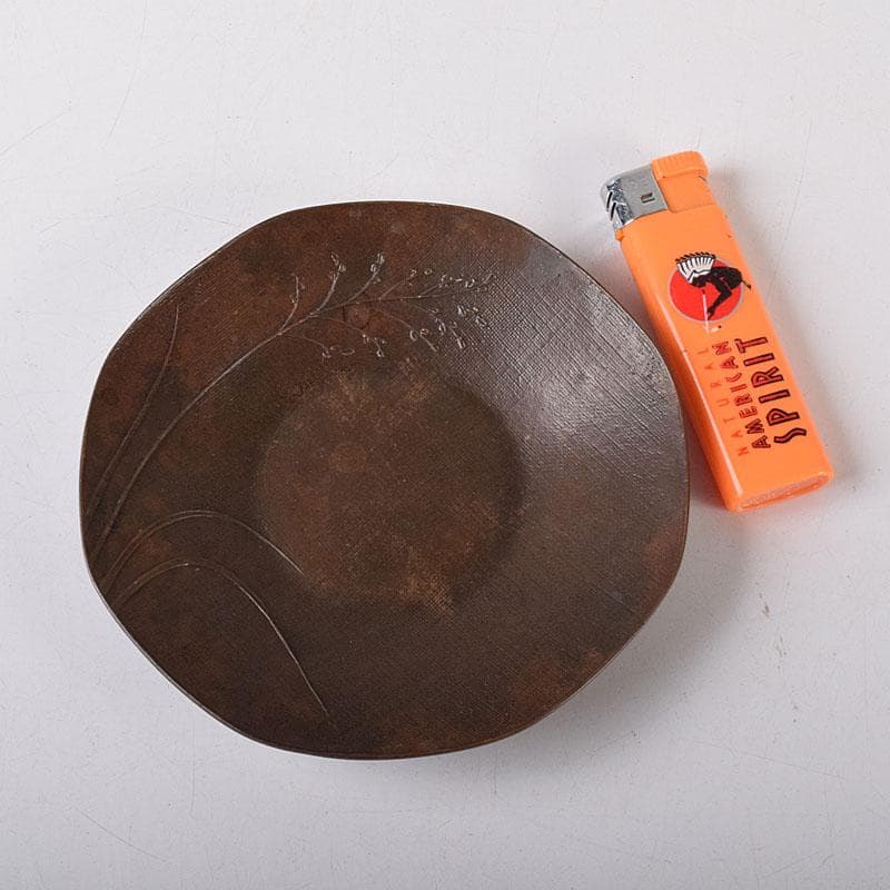 煎茶道具　蝋型鋳銅　正作　草文茶托　五客　共箱　M　R8526