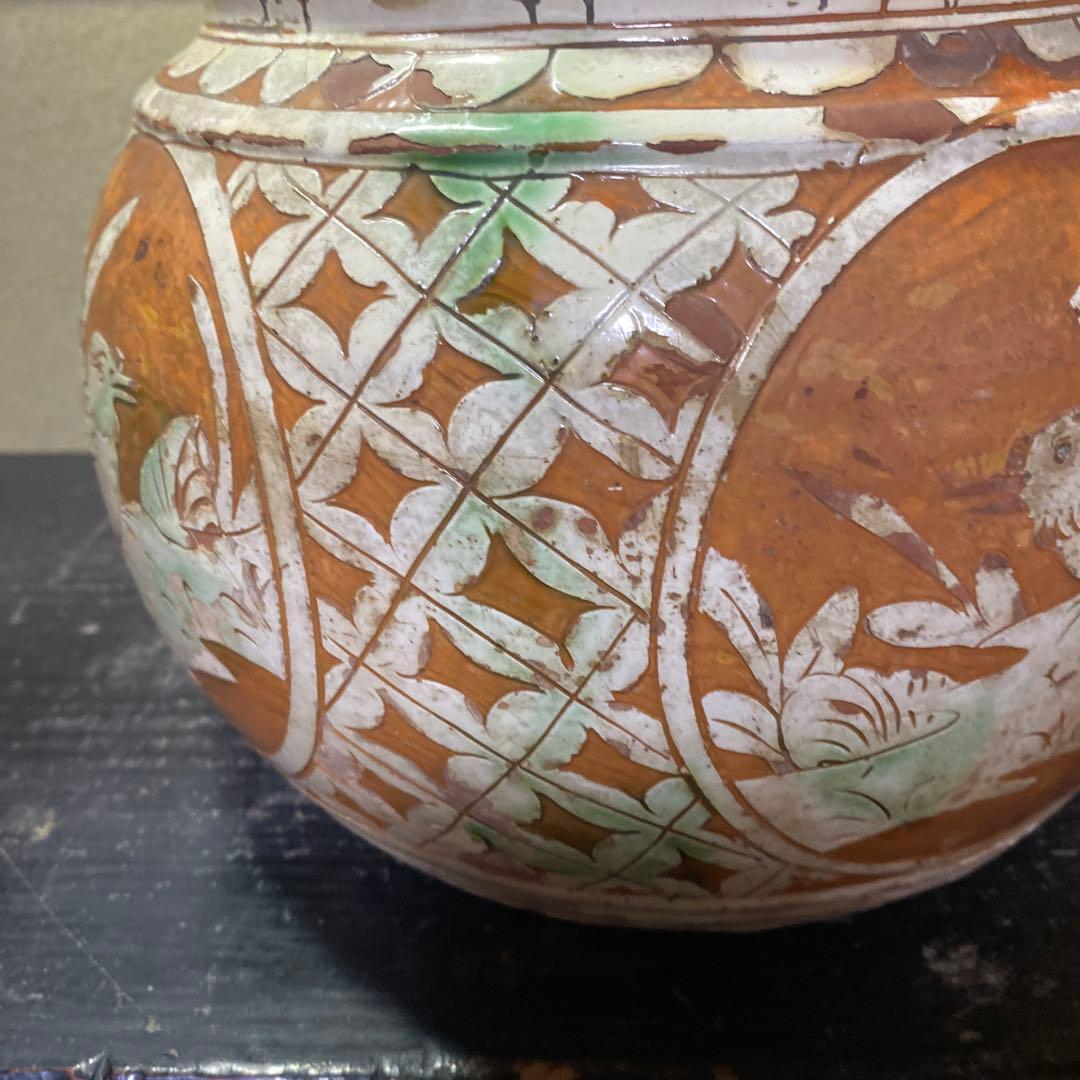 中国古玩　鳥華図花瓶　23cm18cm