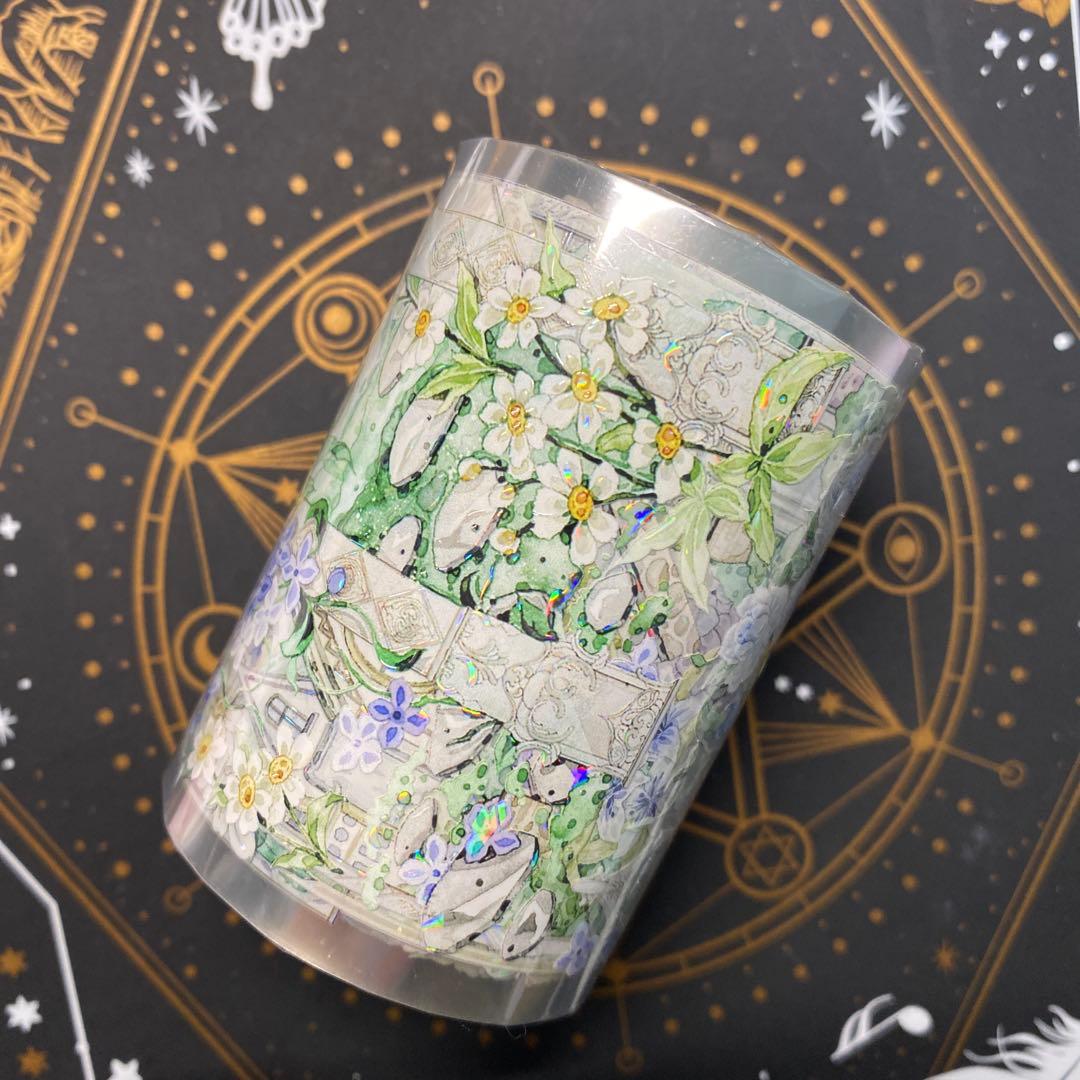 【Y】海外　10m巻　貝殻光マスキングテープ　装飾系/背景系/お花系