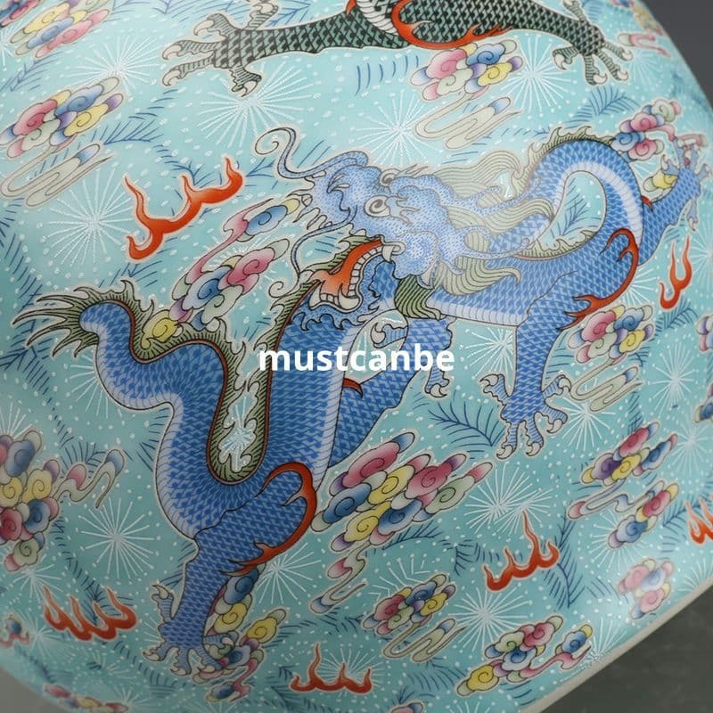 清雍正琺瑯彩竜紋帯夜光賞瓶 景徳鎮 陶磁器 装飾品 現代工芸品美術品 置物